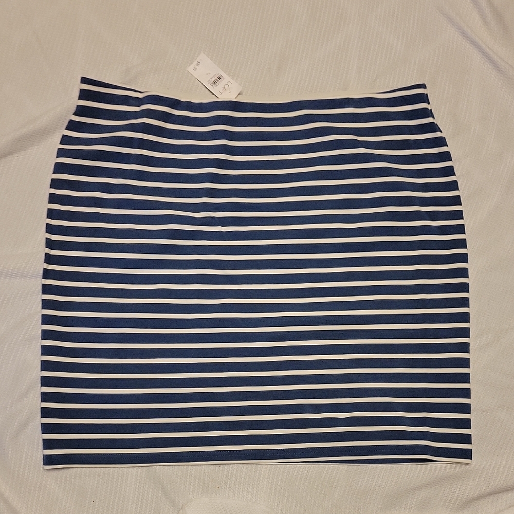 LOFT XL Colonial blue and White Striped Skirt